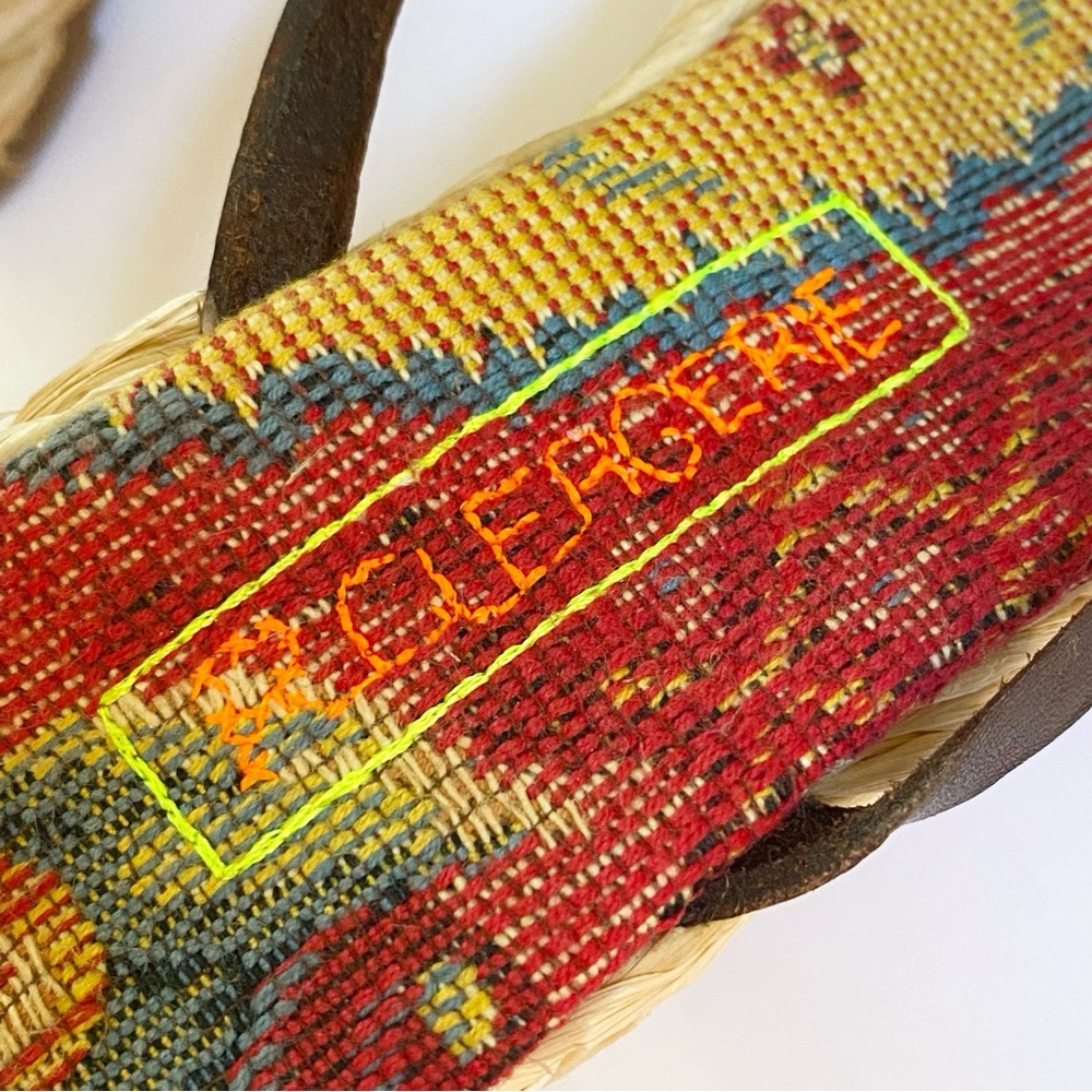 ROBERT CLERGERIE BROWN LEATHER STRAPS OPEN TOE BRAIDED ESPADRILLE WEDGES - Picture 7 of 9